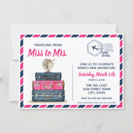 Reise von Miss zu Brautparty Postcard Einladung