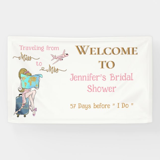 Reise von Miss zu Brautparty Willkommen Banner (Horizontal)