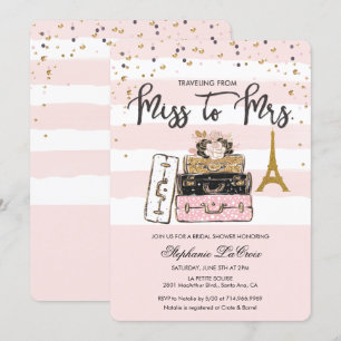 Reise von Miss zu Frau Bridal Einladung