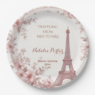 Reise von Miss zu Mrs Brautparty Paris Kunst Pappteller