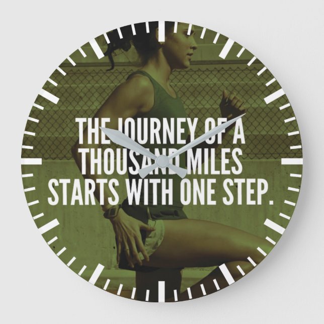 Reise von tausend Meilen - Inspiration zum Workout Große Wanduhr (Vorderseite)