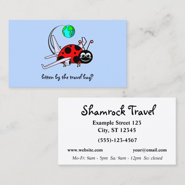 Reise-Wanze - Damenwanzenflugzeug - Reisebüro Visitenkarte (Vorne/Hinten)