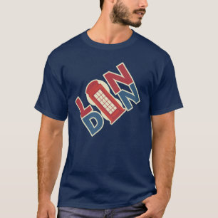 Reise Welt Städte London Blau Rotes Telefonhäusche T-Shirt