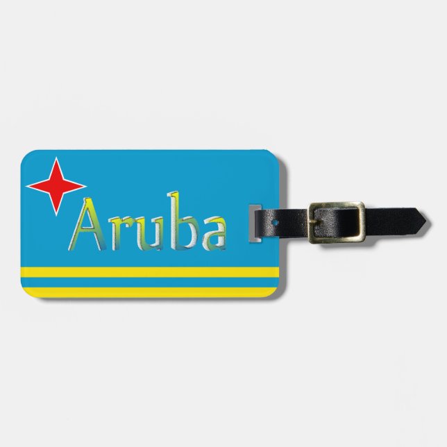 Reise zu Aruba-Flagge Gepäckanhänger (Vorderseite horizontal)