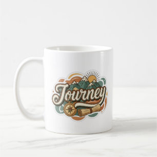 Reise zu Bergen und Abenteuer-Typografie  Kaffeetasse