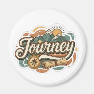 Reise zu Bergen und Abenteuer-Typografie  Magnet