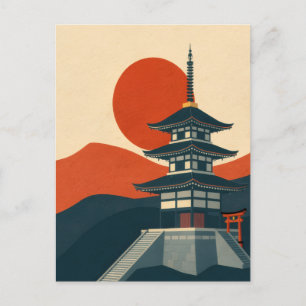 Reise zu einem alten japanischen Schrein-Pagode Postkarte