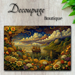 Reise zu Wunderland Fantasy Seascape Decoupage Seidenpapier