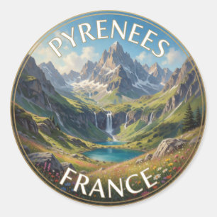 Reise zum französischen Pyrenäen-Gebirgsnationalpa Runder Aufkleber
