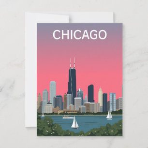 Reise zum klassischen Chicago-Stadthimmel Postkarte