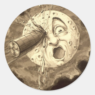 Reise zum Mond 1902 Illustration Runder Aufkleber