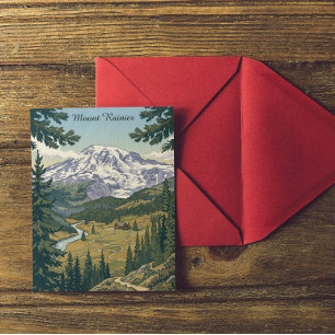 Reise zum Mount Rainier Nationalpark im Vintage-St Postkarte