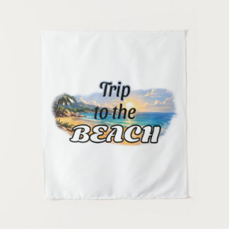 Reise zum Strand Tropisches Sonnenuntergangs-Escap Wandteppich