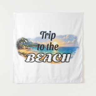 Reise zum Strand Tropisches Sonnenuntergangs-Escap Wandteppich