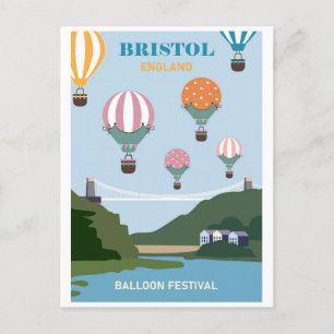 Reise zum Vintage Bristol England Ballonfestival Postkarte