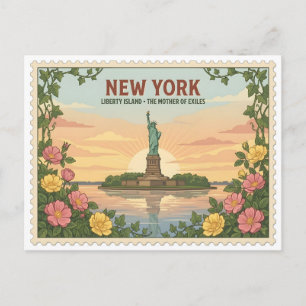 Reise zur Statue of Liberty auf Liberty Island in Postkarte