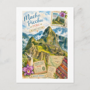 Reise zur verlorenen Stadt Machu Picchu Peru im Vi Postkarte