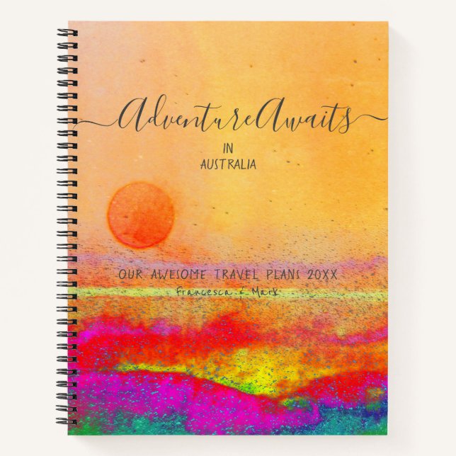 Reiseabenteuer Couple Sunrise OrangeCustom  Notizbuch (Vorderseite)