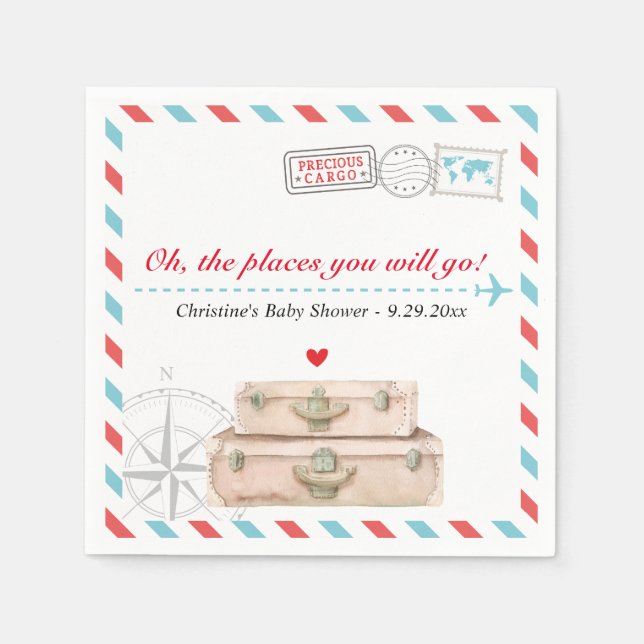 Reiseabenteuer Flugzeug Babydusche Napkins Serviette (Vorderseite)