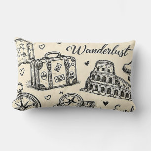 Reiseabenteuer im Vintage-Stil Nahtloses Muster Lendenkissen