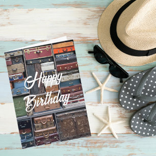 Reiseabenteuer, Vintage Koffer, Geburtstag Karte