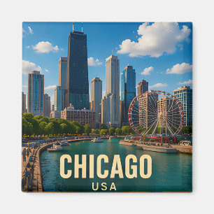 Reiseandenken an Chicago Illinois am Wasser Magnet