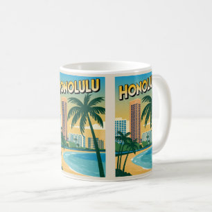 Reiseandenken aus Honolulu, Hawaii, tropischer Str Kaffeetasse