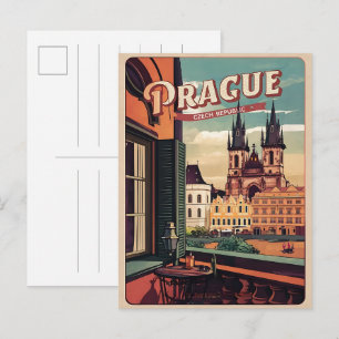 Reiseandenken Prag Tschechien Geschenke Balkon Postkarte
