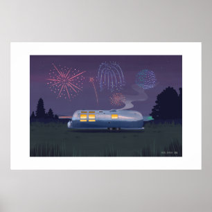 Reiseanhänger Silver RV & Nacht Großformatdruck Poster