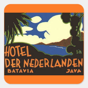 Reiseaufkleber im Vintage-Stil Batavia Jakarta Ind Quadratischer Aufkleber