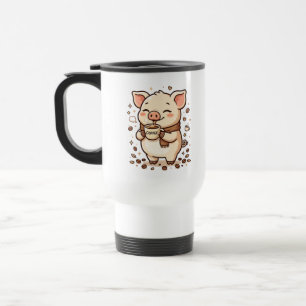 Reisebecher - Süßes Schwein Kaffee Kawaii Charakte