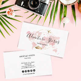 Reisebüro Blog Pink Weltkarte Schifffahrt Visitenkarte
