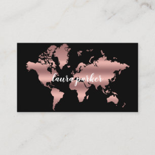 Reisebüro-Faux-Roségold-Weltkarte Zielort Visitenkarte