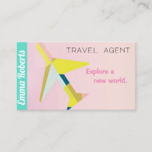 Reisebüro Flugzeug Rosa Visitenkarte