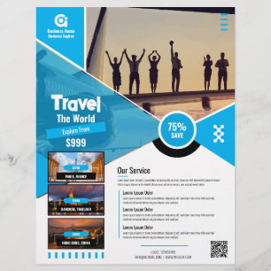 Reisebüro Flyer Blaue Vorlage