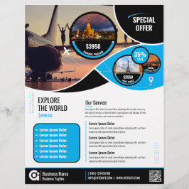 Reisebüro Flyer Blaue Vorlage
