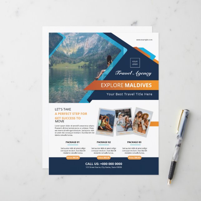 Reisebüro-Flyer-Vorlage (Vorderseite/Rückseite Beispiel)