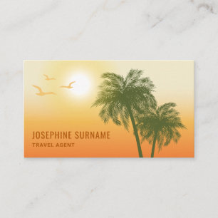 Reisebüro Orange Sunset Tropische Palmen Visitenkarte