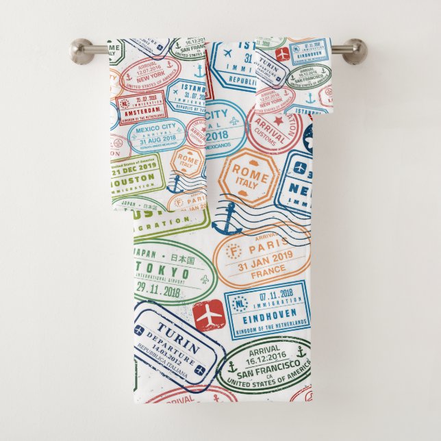 Reisedesign - Pass Briefmarke Handtuch Set (Insitu)