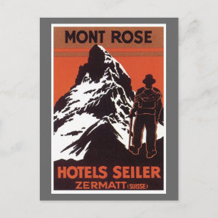 Reiseetikett Zermatt Schweiz Hotel Vintage Postkarte