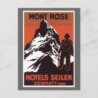 Reiseetikett Zermatt Schweiz Hotel Vintage Postkarte