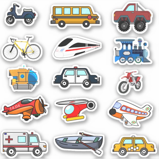 Reisefahrzeuge Kinder Aufkleber-Set Aufkleber (Vorderseite)