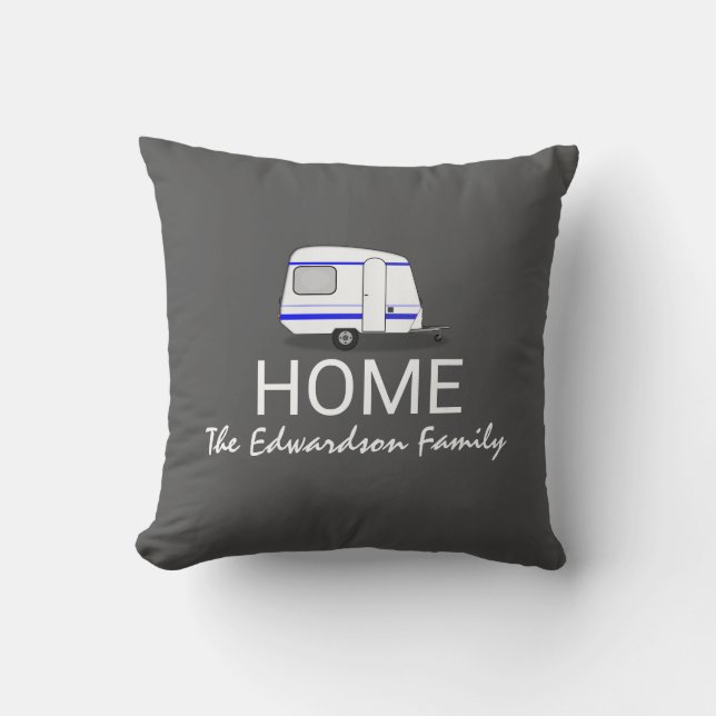 Reiseferienwohnwagen Zuhause-Familienmonogramm Kissen (Vorderseite)