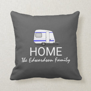 Reiseferienwohnwagen Zuhause-Familienmonogramm Kissen
