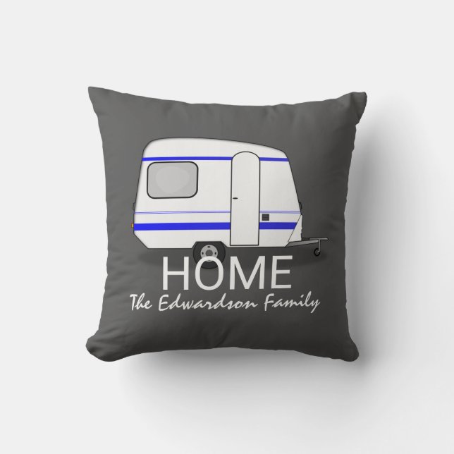 Reiseferienwohnwagen Zuhause-Familienmonogramm Kissen (Vorderseite)