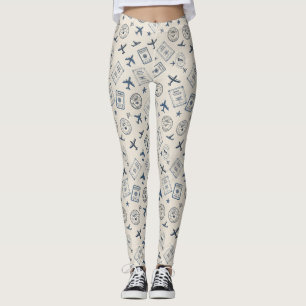 Reiseflugmuster im Vintage-Stil Leggings