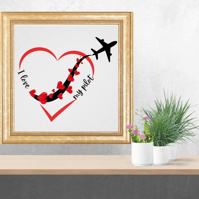 Reiseflugzeug Herz I Liebe mein Pilot Minimalistis Poster (Von Creator hochgeladen)