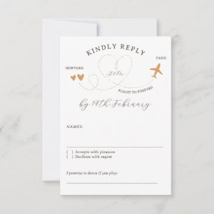 Reiseflugzeug Hochzeit Bitte Antworten RSVP Karte