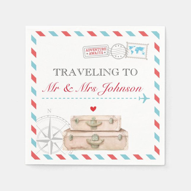 Reiseflugzeug Hochzeit Napkins Dekoration Mr. Mrs. Serviette (Vorderseite)