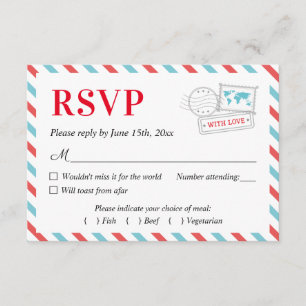 Reiseflugzeug-Hochzeitflugzeugkarte RSVP-Karte Pos RSVP Karte